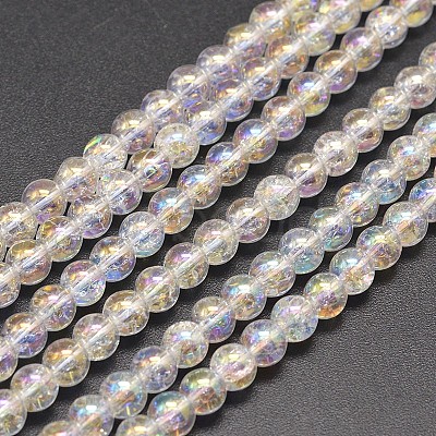 Electroplate Synthetic Crackle Quartz Bead Strands X-EGLA-J067-6mm-AB01-1