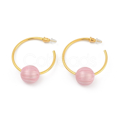 Round Brass Enamel Hoop Earrings for Women EJEW-Q391-35G-02-1