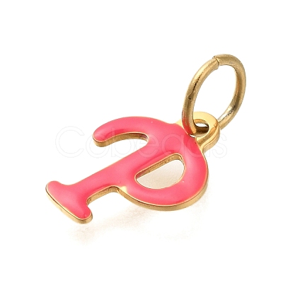 Ion Plating(IP) 304 Stainless Steel Enamel Alphabet Charms STAS-F308-02G-P-1