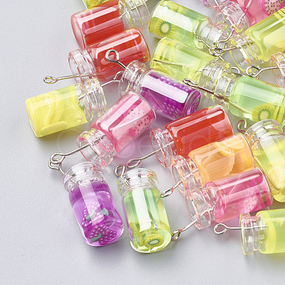 Glass Bottle Pendants X-CRES-N017-02-1