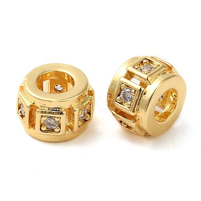 Rack Plating Brass Cubic Zirconia Beads KK-Z033-24G-1