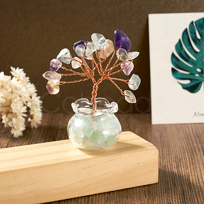 1Pc Natural Fluorite Chips Tree Decorations DJEW-TA0001-15F-1