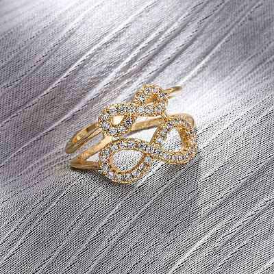 Brass Micro Pave Cubic Zirconia Adjustable Cuff Rings RJEW-C141-01G-1