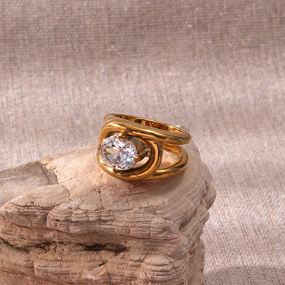 Stainless Steel & Cubic Zirconia Finger Rings FS-WG8A7D9-01-1