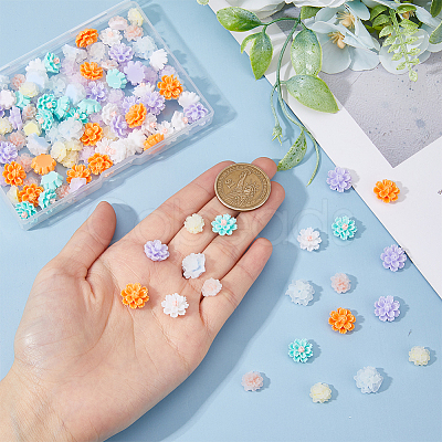 120Pcs 8 Styles Flower Resin Cabochons MRMJ-FH0001-30-1