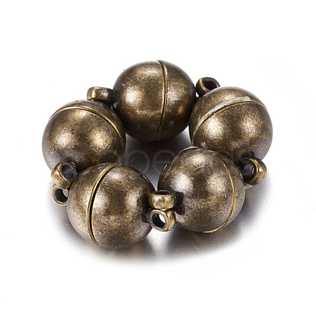 Brass Magnetic Clasps with Loops PALLOY-MC043-3AB-1