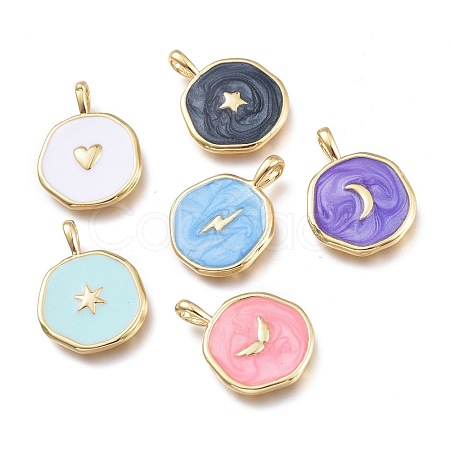 Brass Enamel Pendants KK-K248-06G-1