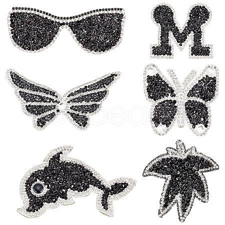 6Pcs 6 Style Glitter Hotfix Rhinestone DIY-FG0002-33-1