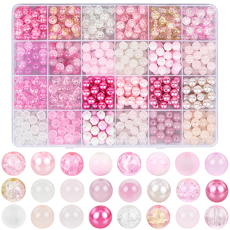 DIY Round Imitation Acrylic Pearl and Glass Beads Jewelry Making Finding Kits DIY-SP0002-78E-1