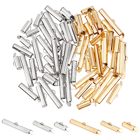 72Pcs 6 Styles 304 Stainless Steel Slide On End Clasp Tubes STAS-UN0058-13-1