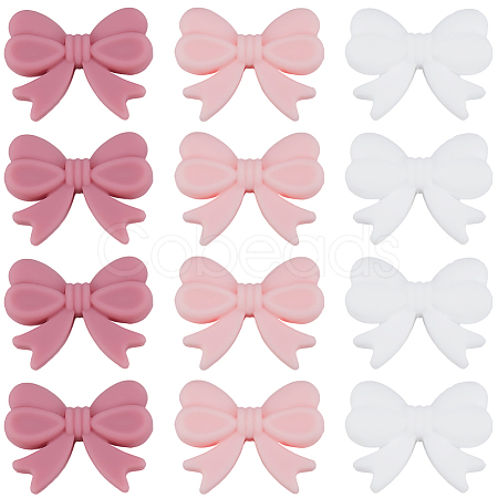 18Pcs 3 Styles Bowknot Food Grade Silicone Beads SIL-SC0003-16-1