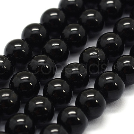 Natural Black Tourmaline Beads Strands G-G763-01-6mm-AB-1