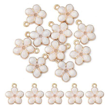 10Pcs Light Gold Plated Alloy Enamel Pendants ENAM-YW0002-15B-1