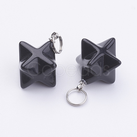 Natural Obsidian Pendants G-E398-02B-1