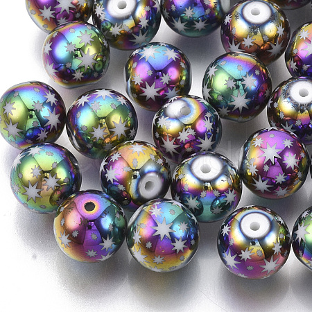 Christmas Electroplate Glass Beads X-EGLA-R113-07D-1