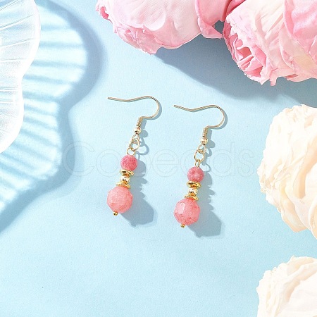 Natural Rhodochrosite Dangle Earrings EJEW-JE06631-02-1