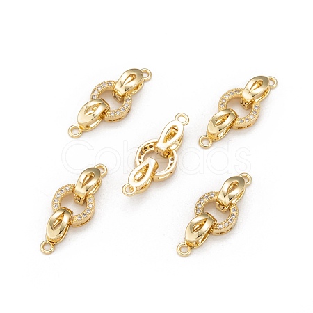 Brass Micro Pave Cubic Zirconia Fold Over Clasps KK-P164-12G-1