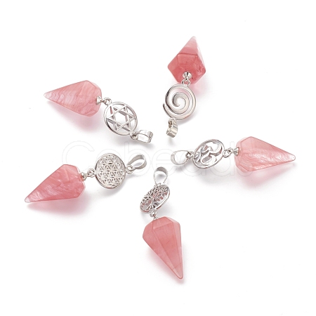 Cherry Quartz Glass Pendants G-O194-08-1