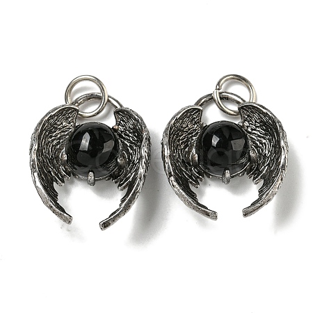 Bat Natural Obsidian Pendants G-F766-03AS-05-1