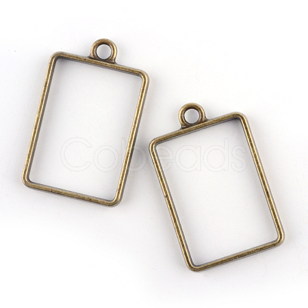 Rack Plating Alloy Rectangle Open Back Bezel Pendants PALLOY-S047-28F-FF-1