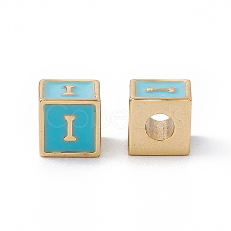 Rack Plating Brass Enamel Beads KK-B060-04G-06I-1