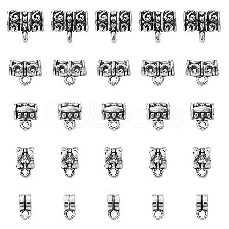 25Pcs 5 Style Tibetan Style Alloy Hanger Links TIBE-YW0001-41-1