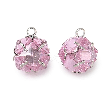 Brass Pave Pink Cubic Zirconia Charms CU-CBAD360-08P-03-1
