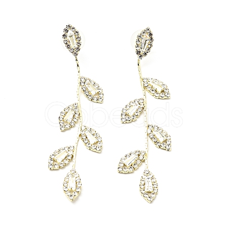 Clear Cubic Zirconia & Crystal Rhinestone Long Dangle Stud Earrings EJEW-C037-06C-LG-1