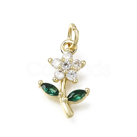 Brass Micro Pave Green Cubic Zirconia Pendants CU-L001-13G-02-1