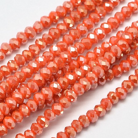 Faceted Rondelle Full Rainbow Plated Imitation Jade Electroplate Glass Beads Strands EGLA-J134-3x2mm-FR13-1