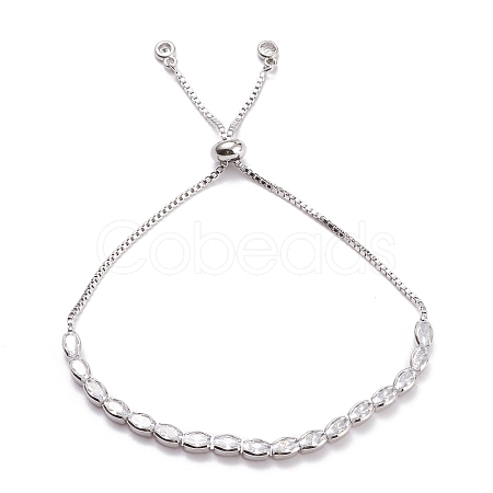 Cubic Zirconia Oval Tennis Bracelet for Men Women Gift BJEW-F417-05P-RS-1