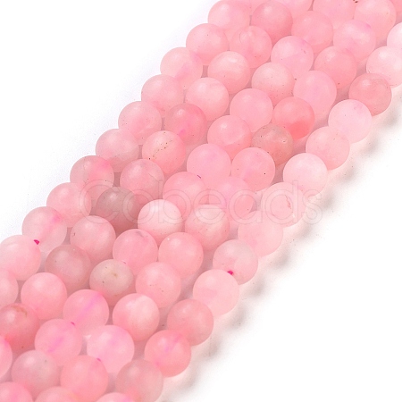 Frosted Natural Rose Quartz Bead Strands X-G-J120-30-6mm-1