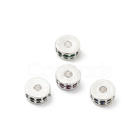 Brass Micro Pave Cubic Zirconia Beads KK-R216-14S-1