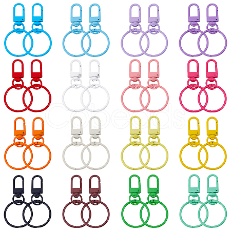 32Pcs 16 Colors Baking Paint Zinc Alloy with Iron Swivel Snap Clasps and Rings FIND-PH0024-03-1