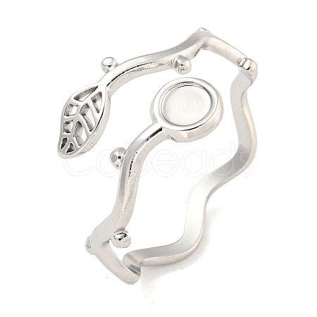 Non-Tarnish 304 Stainless Steel Cuff Finger Ring Components X-STAS-P365-28P-1