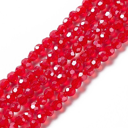 Faceted(32 Facets) Electroplate Glass Bead Strands X-EGLA-R015-4mm-20-1