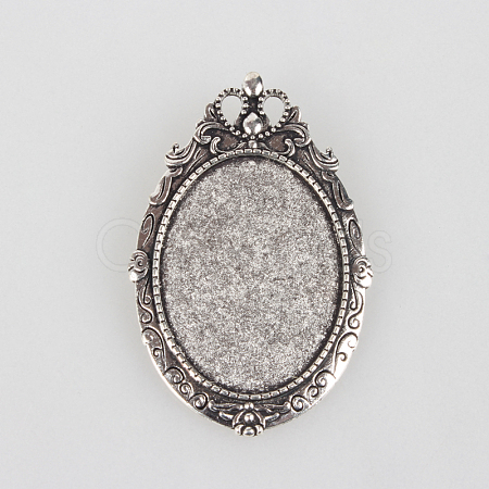 Vintage Tibetan Style Alloy Brooch Cabochon Settings PALLOY-N0085-35AS-1