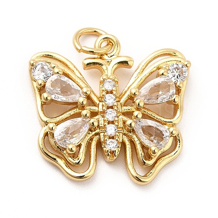 Rack Plating Brass Cubic Zirconia Pendants KK-K270-15G-1
