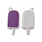 Brass Enamel Pendants, Ice-Lolly, Real Platinum Plated, Dark Violet, 20x9x2mm, Hole: 1.5mm