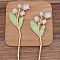 Ancient Style Alloy with Enamel Hair Stick Findings, for DIY Jewelry Accessories, Flower, Sea Green, 175x49mm, 10pcs/set