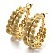 Brass Half Round Beaded Thick Hoop Earrings for Women, Golden, 35x14x26mm