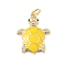 Rack Plating Brass Micro Pave Cubic Zirconia Pendants, with Enamel & Jump Ring, Cadmium Free & Lead Free, Long-Lasting Plated, Real 18K Gold Plated, Sea Turtle Charm, Yellow, 22.5x17x3mm, Hole: 3.2mm