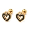 Ion Plating(IP) 304 Stainless Steel Stud Earrings, Cartilage Earrings, Hollow Heart, Antique Golden, 8x7.5mm