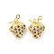 Brass Micro Pave Cubic Zirconia Pendants, Real 18K Gold Plated, Grape, 15x11x5mm, Hole: 1mm