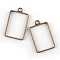 Rack Plating Alloy Rectangle Open Back Bezel Pendants, For DIY UV Resin, Epoxy Resin, Pressed Flower Jewelry, Cadmium Free & Nickel Free & Lead Free, Antique Bronze, 33.5x21x3.5mm, Hole: 3mm