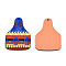 Single Face Printed Basswood Big Pendants, Bag Charm, Blue, 60x43.5x3mm, Hole: 2mm