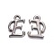 Gunmetal Plated Alloy Letter Pendants, Rack Plating, Cadmium Free & Lead Free, Letter.E, 13x10x2mm, Hole: 1.5mm