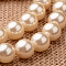 Polished Round Grade A Shell Pearl Bead Strands, Light Goldenrod Yellow, 12mm, Hole: 1mm, about 33pcs/strand, 16.2 inch