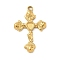 Ion Plating(IP) 304 Stainless Steel Pendant Cabochon Settings, Cross, Real 18K Gold Plated, 30.5x20x3mm, Hole: 1.8mm, tray: 4x4mm