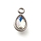 304 Stainless Steel Pendants, with Rhinestone, Stainless Steel Color, Teardrop, Crystal AB, 10.5x5.5x0.5mm, Hole: 1.8mm